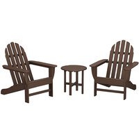 POLYWOOD Classic Mahogany Patio Set with Adirondack Chairs and Round Side Table