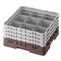 Cambro 9S318167 Brown Camrack Customizable 9 Compartment 3 5/8 inch Glass Rack