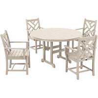 POLYWOOD Chippendale 5-Piece Sand Dining Set with 4 Arm Chairs