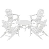 POLYWOOD South Beach 5-Piece White Patio Set with 4 Adirondack Chairs