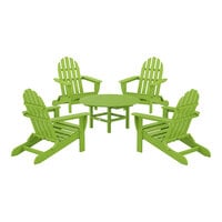 POLYWOOD Classic 5-Piece Lime Patio Set with 4 Folding Adirondack Chairs