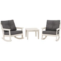 POLYWOOD Vineyard Sand / Ash Charcoal Deep Seating Patio Set with Side Table and 2 Rocking Chairs