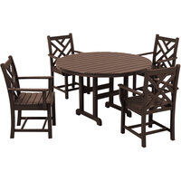 POLYWOOD Chippendale 5-Piece Mahogany Dining Set with 4 Arm Chairs