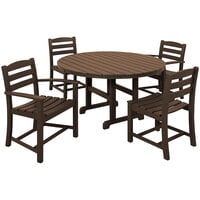 POLYWOOD La Casa Cafe 5-Piece Mahogany Dining Set with 2 Arm Chairs and 2 Side Chairs