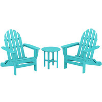 POLYWOOD Classic Aruba Patio Set with Side Table and 2 Folding Adirondack Chairs