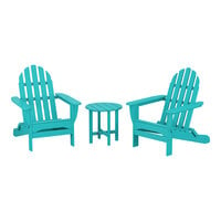 POLYWOOD Classic Aruba Patio Set with Side Table and 2 Folding Adirondack Chairs