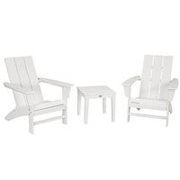 POLYWOOD Modern White 3-Piece Adirondack Chair Set with Newport Table