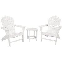 POLYWOOD South Beach White Patio Set with Side Table and 2 Adirondack Chairs