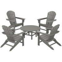 POLYWOOD South Beach 5-Piece Slate Grey Patio Set with 4 Adirondack Chairs