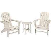POLYWOOD Nautical Sand Patio Set with Adirondack Chairs and Round Table