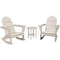 POLYWOOD Vineyard Sand Patio Set with Side Table and 2 Adirondack Rocking Chairs