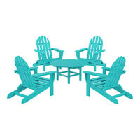 POLYWOOD Classic 5-Piece Aruba Patio Set with 4 Folding Adirondack Chairs