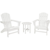 POLYWOOD Nautical White Patio Set with Adirondack Chairs and Round Table