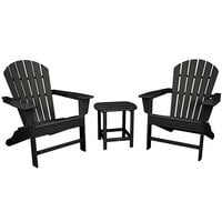 POLYWOOD South Beach Black Patio Set with Side Table and 2 Adirondack Chairs