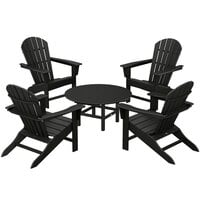 POLYWOOD South Beach 5-Piece Black Patio Set with 4 Adirondack Chairs
