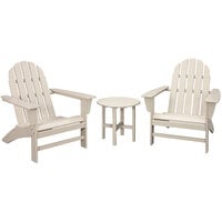 POLYWOOD Vineyard Sand Patio Set with Side Table and 2 Adirondack Chairs