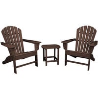 POLYWOOD South Beach Mahogany Patio Set with Side Table and 2 Adirondack Chairs