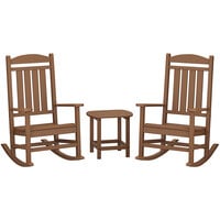 POLYWOOD Presidential Teak Patio Set with South Beach Side Table and 2 Rocking Chairs