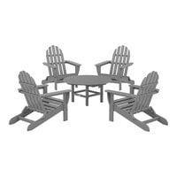 POLYWOOD Classic 5-Piece Slate Grey Patio Set with 4 Folding Adirondack Chairs