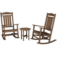 POLYWOOD Presidential Teak Patio Set with Side Table and 2 Rocking Chairs