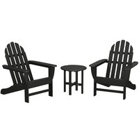 POLYWOOD Classic Black Patio Set with Adirondack Chairs and Round Side Table