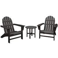 POLYWOOD Vineyard Black Patio Set with Side Table and 2 Adirondack Chairs