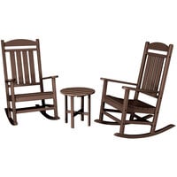 POLYWOOD Presidential Mahogany Patio Set with Side Table and 2 Rocking Chairs