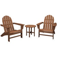 POLYWOOD Vineyard Teak Patio Set with Side Table and 2 Adirondack Chairs