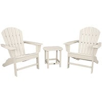POLYWOOD South Beach Sand Patio Set with Side Table and 2 Adirondack Chairs