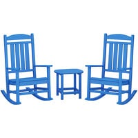 POLYWOOD Presidential Pacific Blue Patio Set with South Beach Side Table and 2 Rocking Chairs