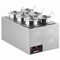ServIt 12 inch x 20 inch Full Size Electric Countertop Food Cooker / Warmer with Adapter Plate and 6 Inset Pots
