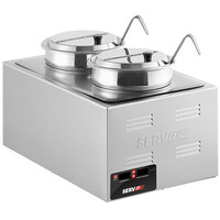 ServIt FW150K1 12 inch x 20 inch Full Size Electric Countertop Food Cooker / Warmer with Adapter Plate and 2 Inset Pots