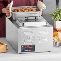 ServIt 12 inch x 20 inch Full Size Electric Countertop Food Cooker / Warmer with 2 Pans and 2 Covers