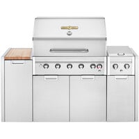 Crown Verity IE-36I-NG Estate Elite 36" Natural Gas Island Cart Grill with Roll Dome, Bun Rack, Side Burner, Cabinets, and Cover