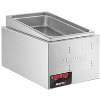 ServIt 12 inch x 20 inch Full Size Electric Angled Countertop Food Cooker / Warmer with Hotel Pan - 120V, 1500W