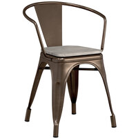 Lancaster Table & Seating Alloy Series Copper Indoor Arm Chair with Gray Wood Seat