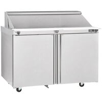 Delfield 4448NP-6 48 1/8 inch Front Breathing 1 Door Mega Top Refrigerated Sandwich Prep Table with 5 inch Casters
