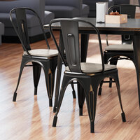 Lancaster Table & Seating Alloy Series Distressed Copper Indoor Cafe Chair with Gray Wood Seat