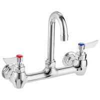 Waterloo Wall Mount Faucet with 3 1/2 inch Gooseneck Spout and 8 inch Centers
