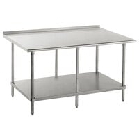 Advance Tabco FAG-3012 30 inch x 144 inch 16 Gauge Stainless Steel Work Table with Undershelf and 1 1/2 inch Backsplash
