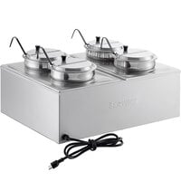 ServIt 12 inch x 20 inch Full Size Electric Countertop Food Cooker / Warmer with Adapter Plates and 4 Inset Pots