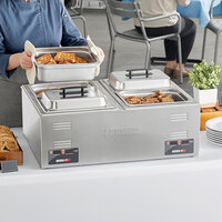 ServIt Full Size Dual Well Electric Countertop Food Warmer with Digital Controls, 4 Half Size Steam Table Pans, and 4 Pan Covers