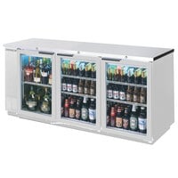 Beverage-Air BB72HC-1-F-G-PT-S-27 72" Stainless Steel Counter Height Glass Door Food Rated Pass Through Back Bar Refrigerator