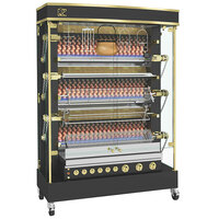 Rotisol-France MasterFlame MF1375-6LP-LUX-B Liquid Propane Rotisserie with 6 Spits and Brass Accents - 123,000 BTU