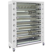 Rotisol-France FlamBoyant FB1400-8G-SS Stainless Steel Natural Gas Rotisserie with 8 Spits - 151,000 BTU