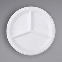 Fineline ReForm 10 1/4 inch 3 Compartment White Polypropylene Plate - 400/Case