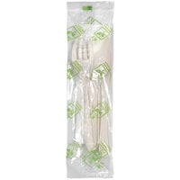 Fineline Conserveware Wrapped White PSM Flatware and Utensils Kit with Napkin - 250/Case