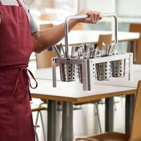 Choice Stainless Steel 6-Cylinder Flatware Carrier with Folding/Locking Handle