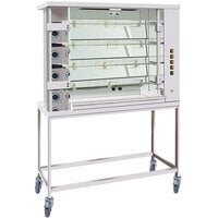 Rotisol-France FauxFlame FF1175-4LP-SS Stainless Steel Liquid Propane Rotisserie with 4 Spits - 41,000 BTU