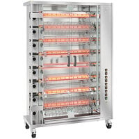 Rotisol-France FauxFlame FF1175-8G-SS Stainless Steel Natural Gas Rotisserie with 8 Spits - 82,000 BTU